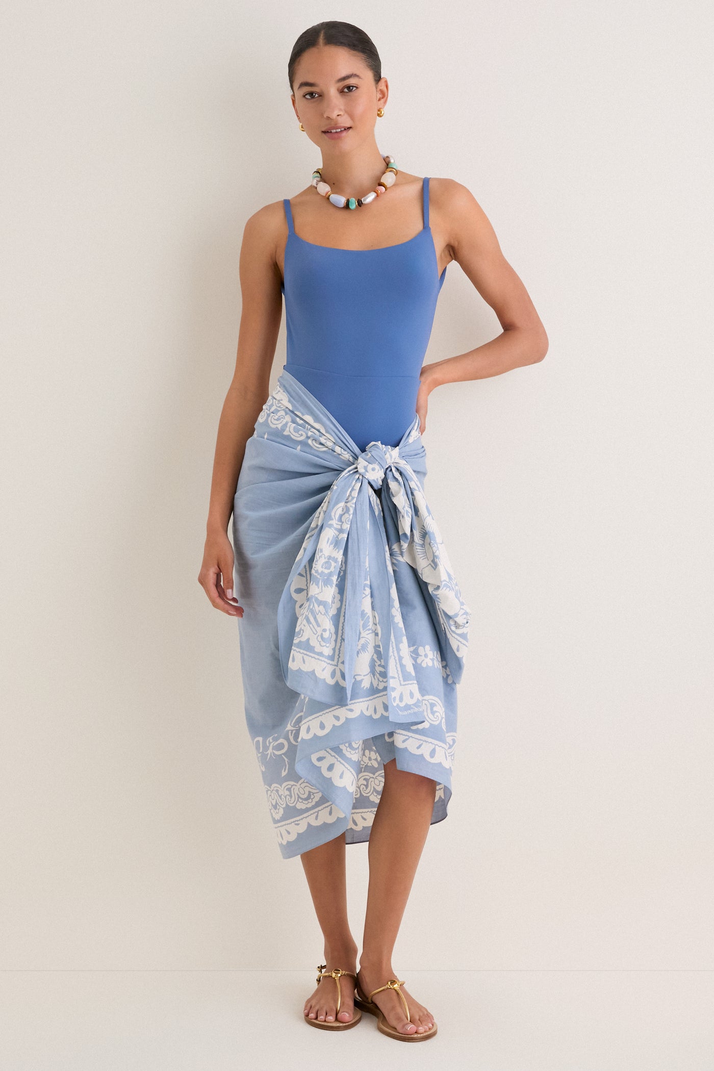 Washed Indigo Poolside Punch Cotton Pareo