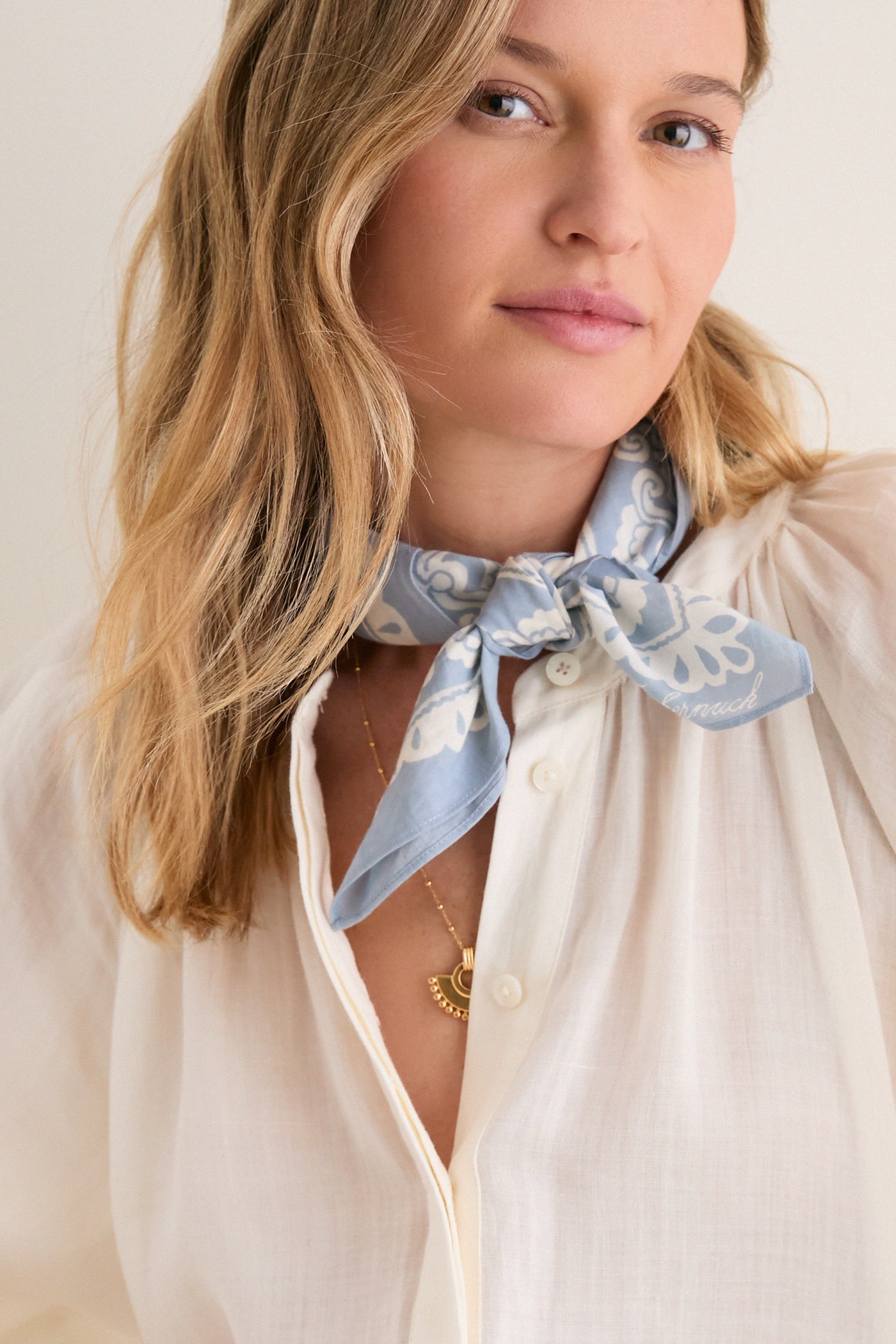Washed Indigo Tropical Punch Cotton Scarf