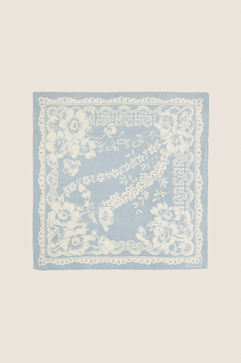 Washed Indigo Tropical Punch Cotton Scarf