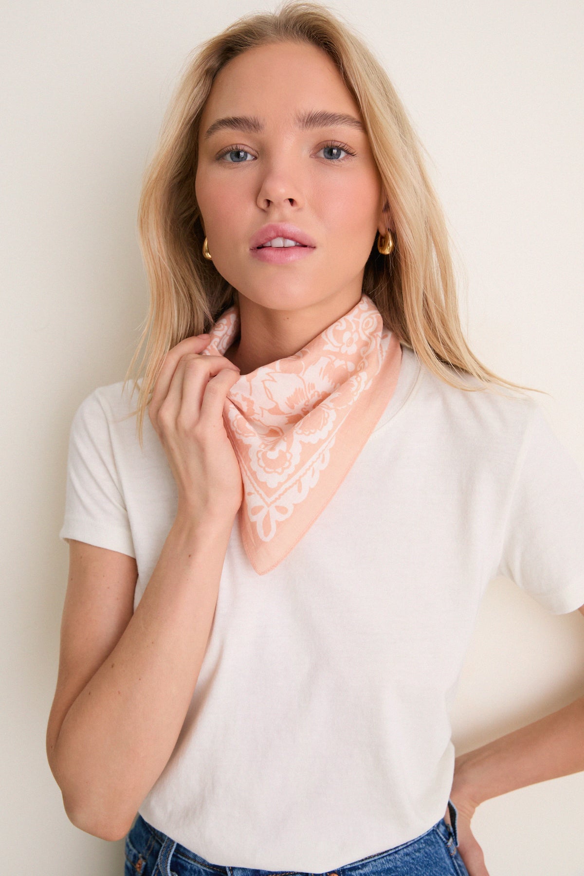 White Peach Tropical Punch Cotton Scarf