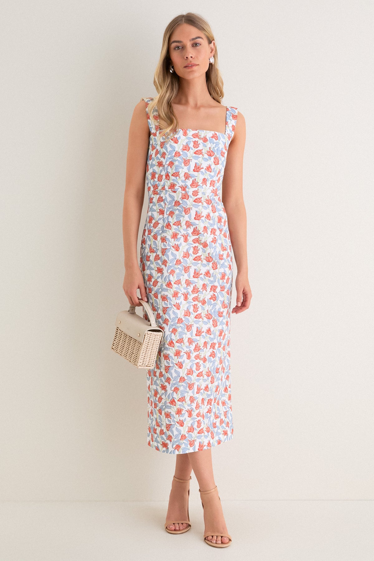 Red Bougainvillea Long Slip Dress