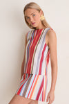 Vibrant Stripe Boatneck Top