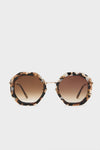 Brown Tortoise Angie Sunglasses feature oversized, octagonal frames with a classic tortoiseshell pattern and brown gradient lenses, offering an effortless, high-end accessory for any outfit.