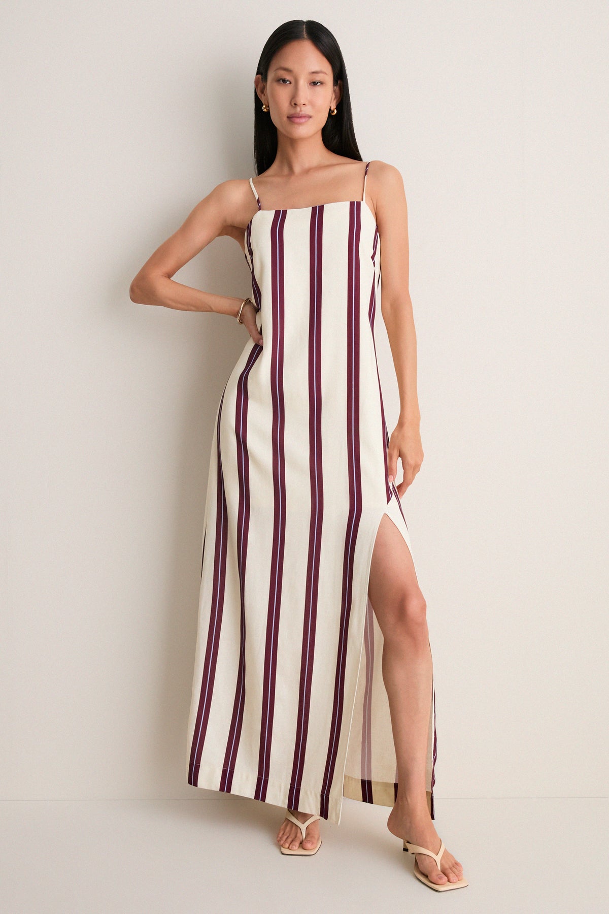 Off-White Linear Side Slit Maxi Dress