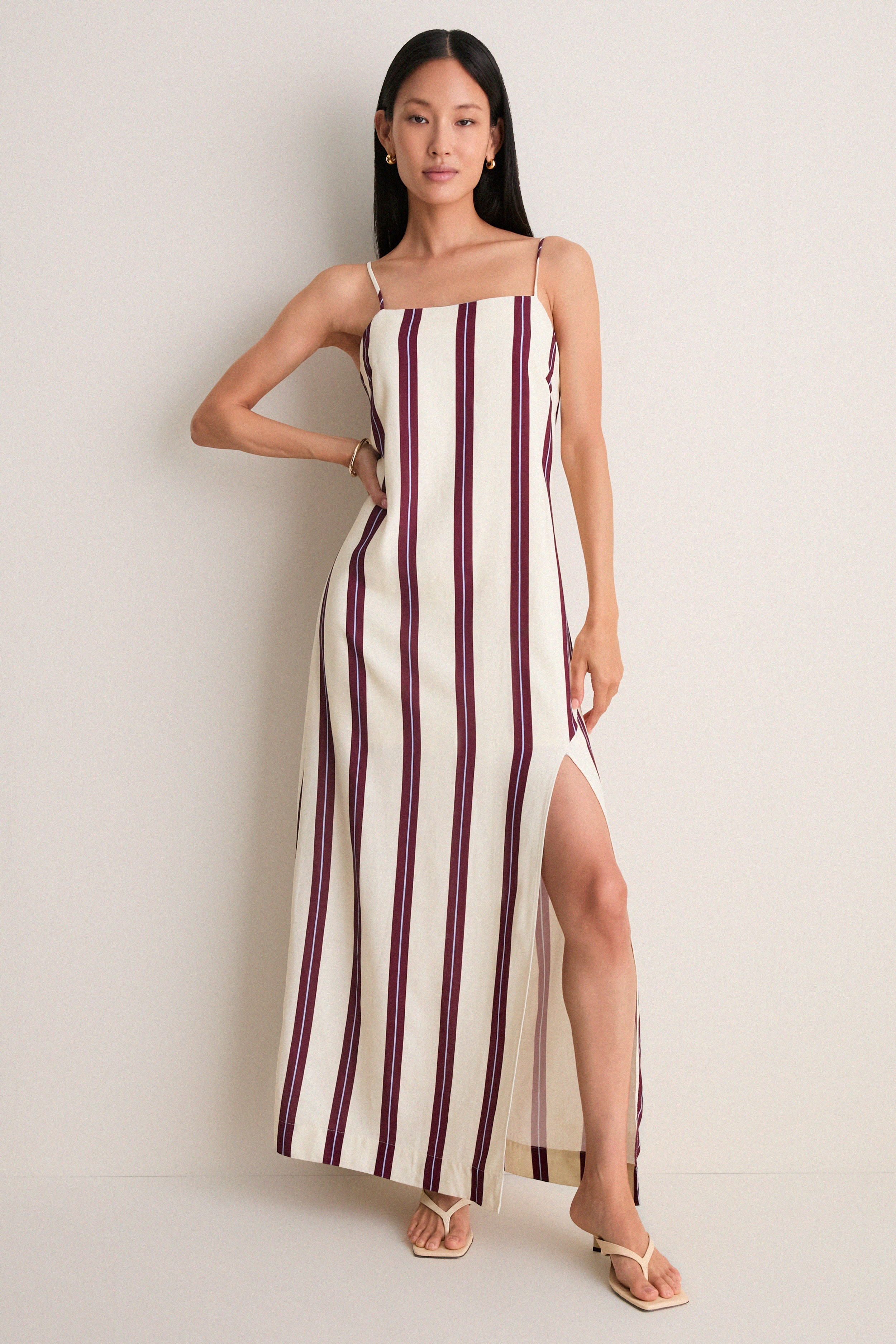 Off-White Linear Side Slit Maxi Dress