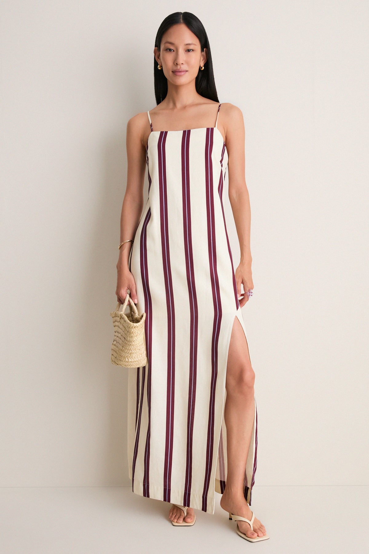 Off-White Linear Side Slit Maxi Dress