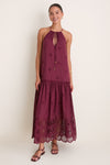 Wine Outono Cut-Out Tiered Maxi Dress