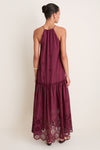 Wine Outono Cut-Out Tiered Maxi Dress
