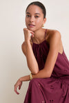 Wine Outono Cut-Out Tiered Maxi Dress