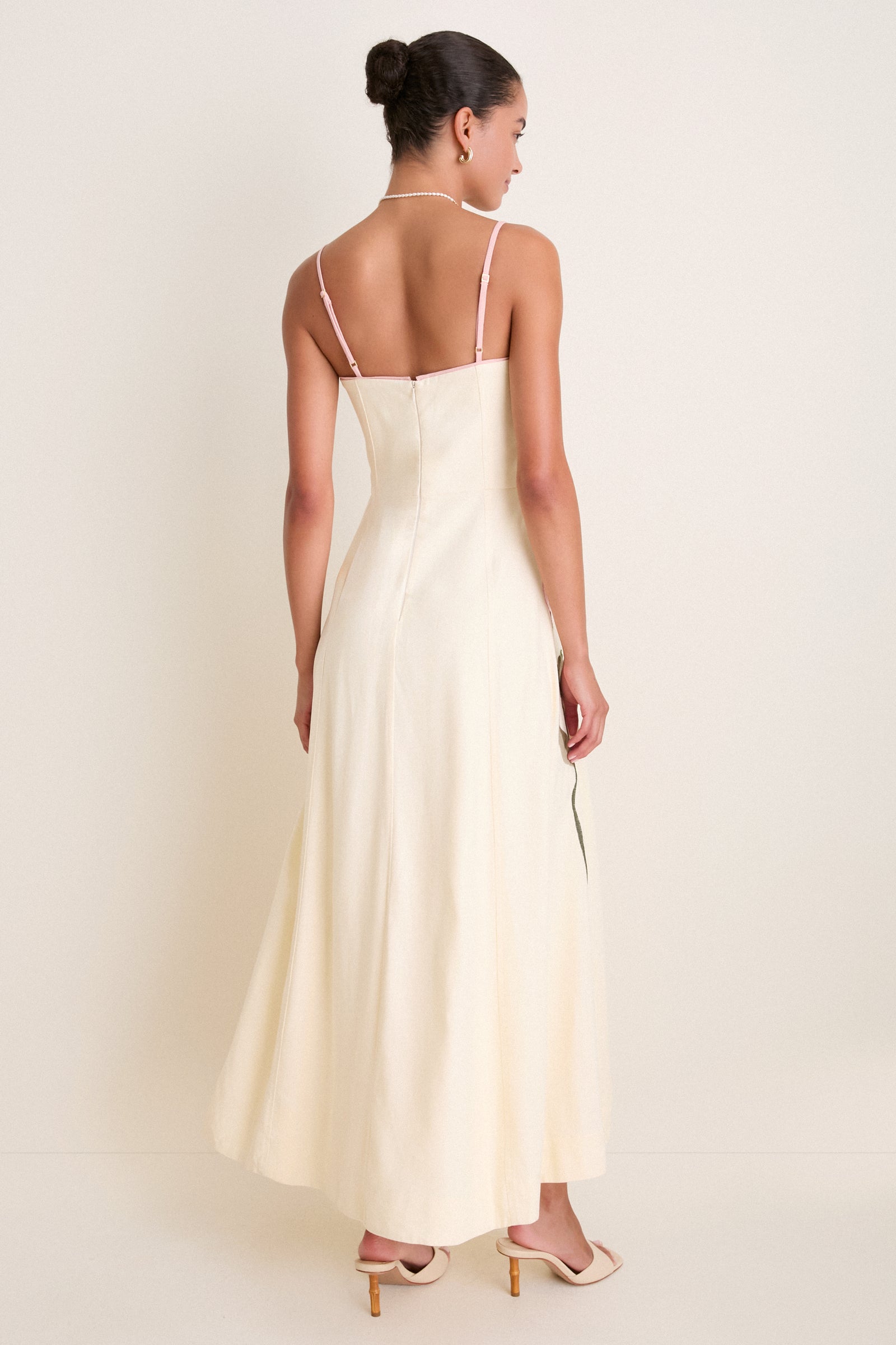 Off-White Embroidered Flora Linen Maxi Dress
