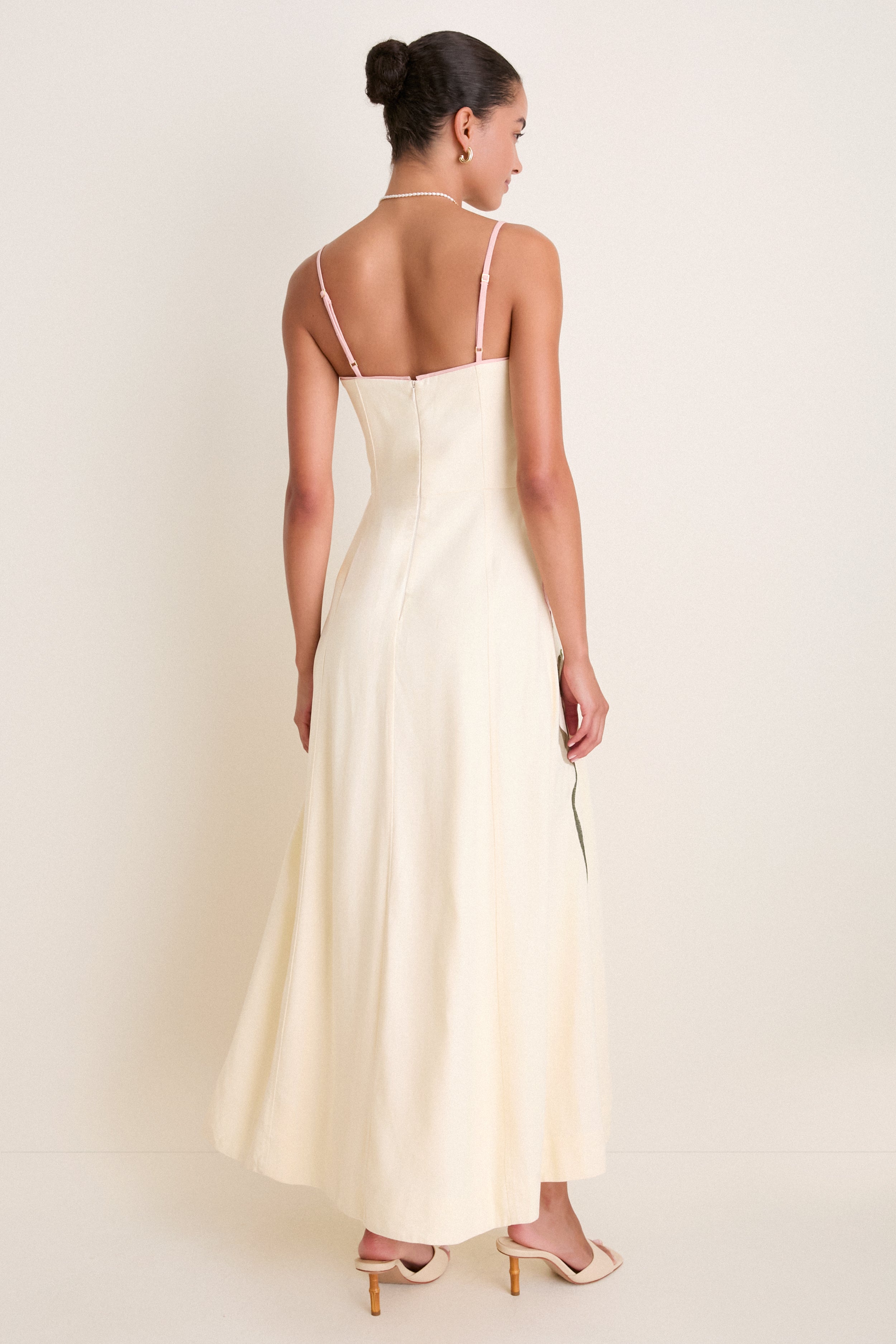 Off-White Embroidered Flora Linen Maxi Dress