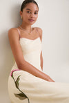 Off-White Embroidered Flora Linen Maxi Dress