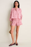 Pink Alvorada Embroidered Kimono Sleeve Buttoned Blouse