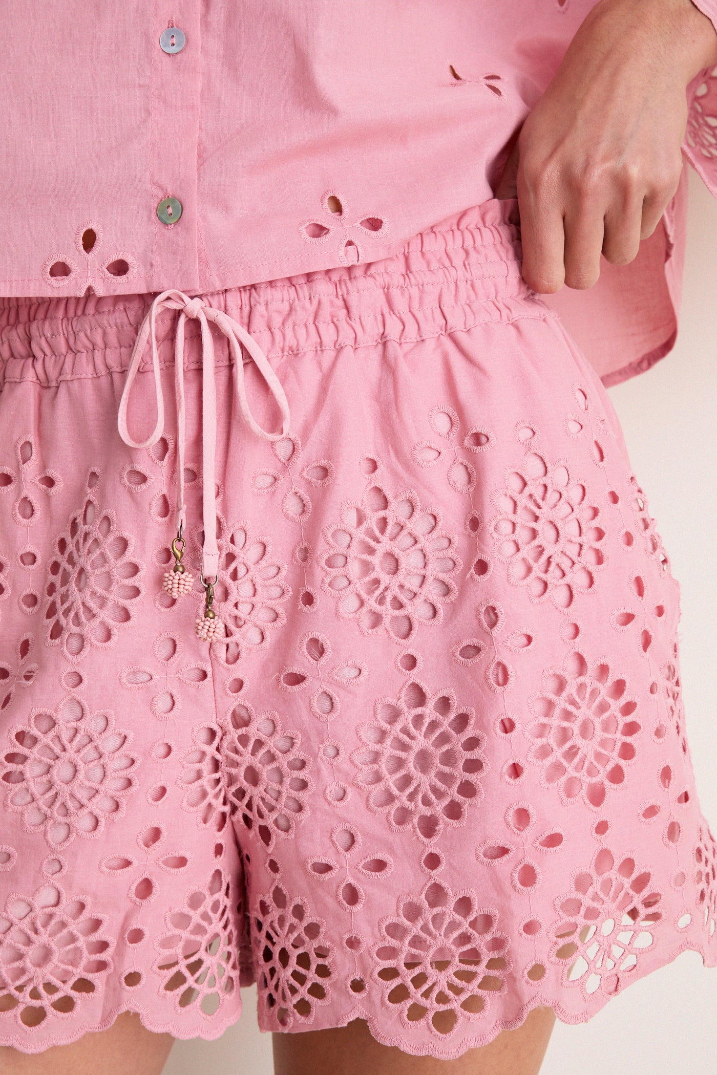 Pink Alvorada Embroidered Cotton Shorts