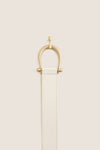 Gesso Grant Belt featuring a classic off-white leather strap with an elegant gold-tone clasp, exudes effortless high-end style, ideal for versatile, fun fashion statements.