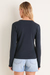 Black Ribbed Long Sleeve Sally Tee