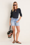 Black Ribbed Long Sleeve Sally Tee