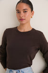 Espresso Ribbed Long Sleeve Sally Tee