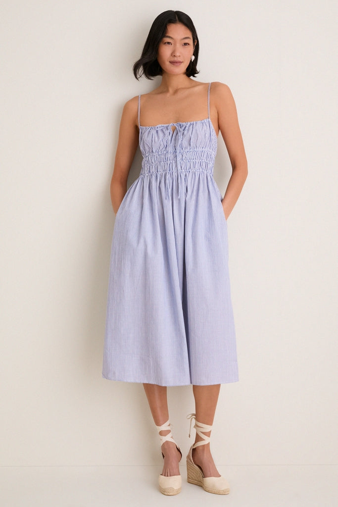 Blue Stripe Gabriella Midi Dress | Ciao Lucia
