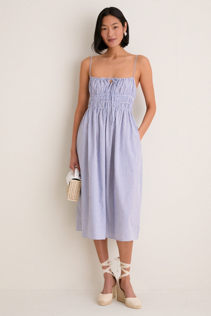 Blue Stripe Gabriella Midi Dress