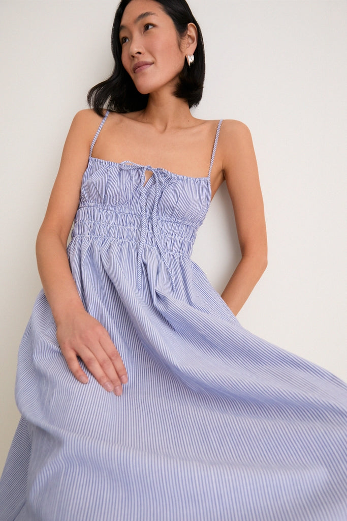 Blue Stripe Gabriella Midi Dress