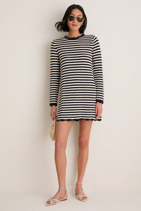 Black Stripe Knit Faro Mini Dress