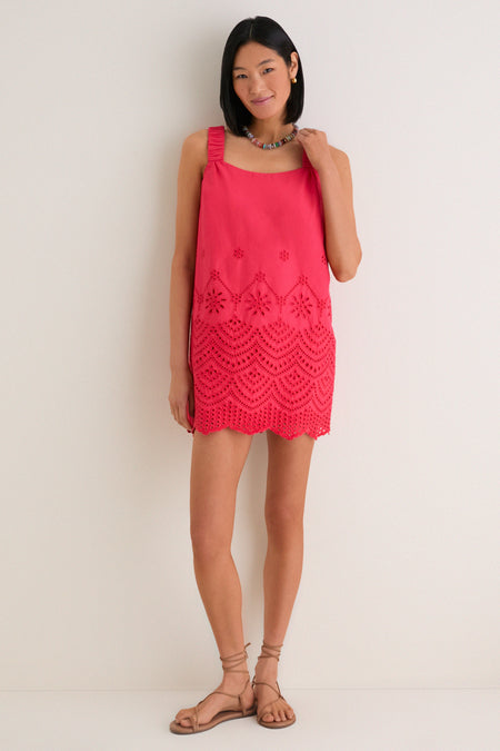 chinese dress ladies Sweet Talk Linen-Blend Mini Dress in Red M / Red main image 0