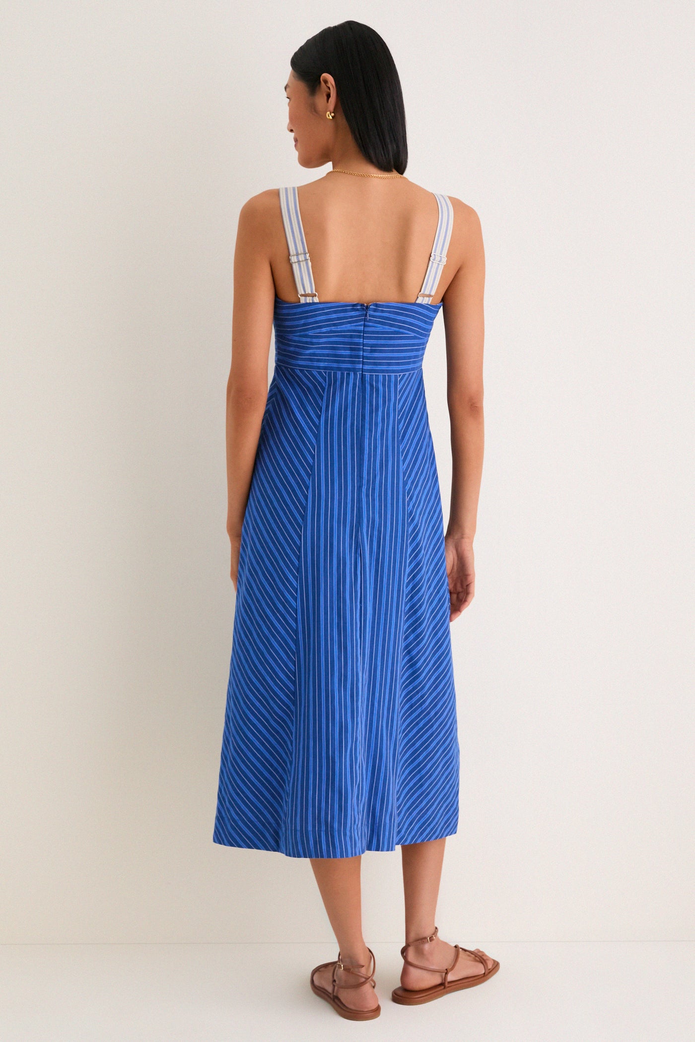 Blue Gail Stripe Work Midi Dress