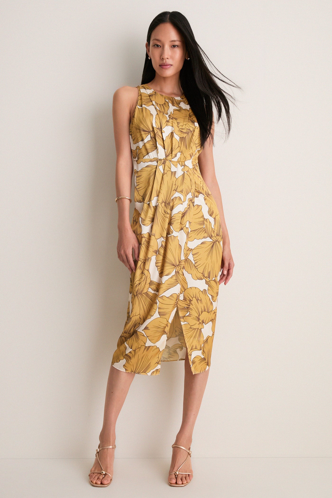Greylin Honey Gold Caroline Sleeveless Midi Dress Honey Gold / M