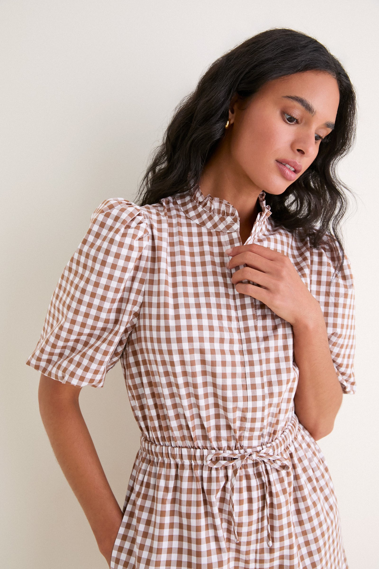 Brown Gingham Brooke Romper