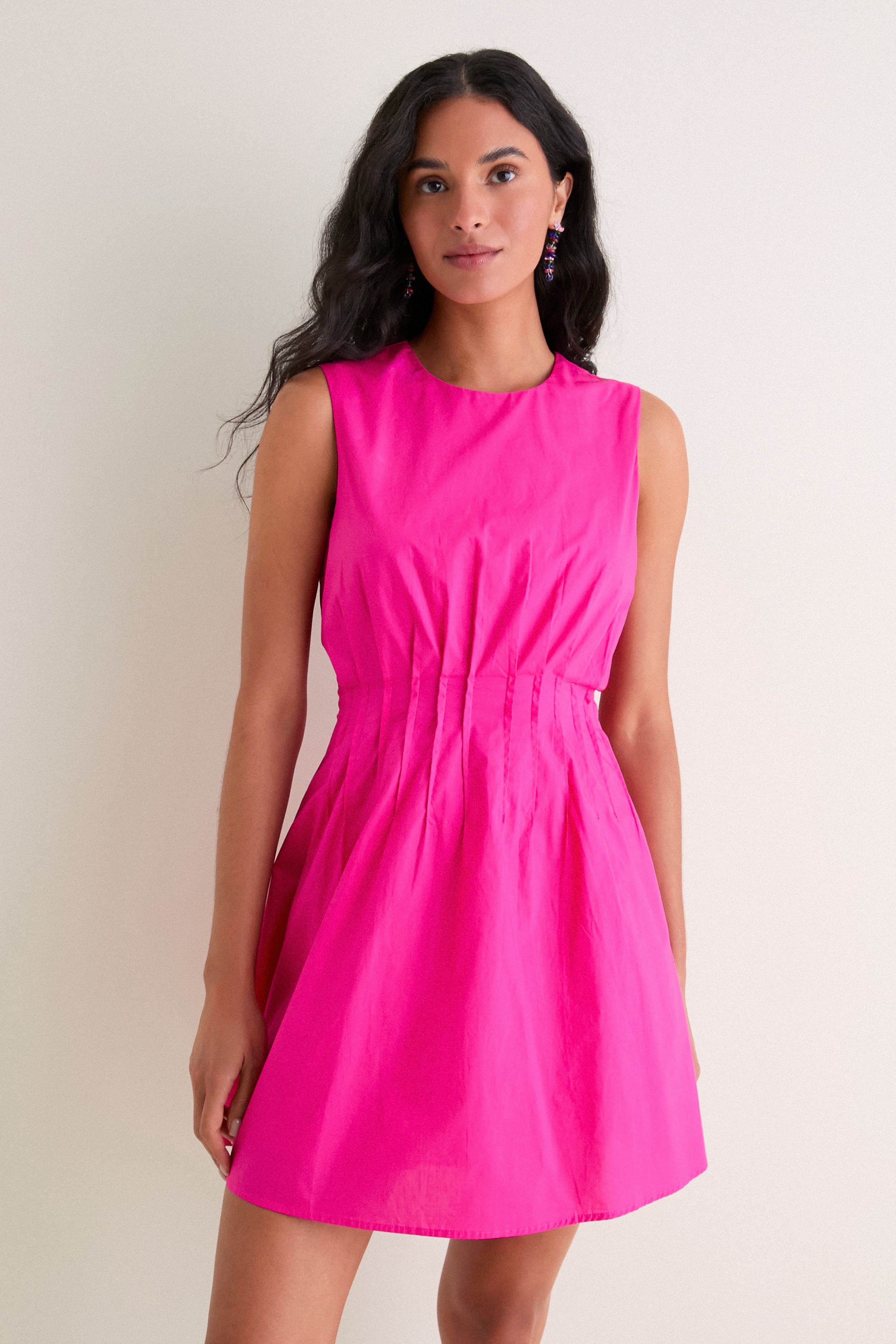Hot Pink Pintuck Elle Mini Dress | English Factory
