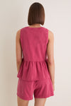 Red Pique Mercer Peplum Top