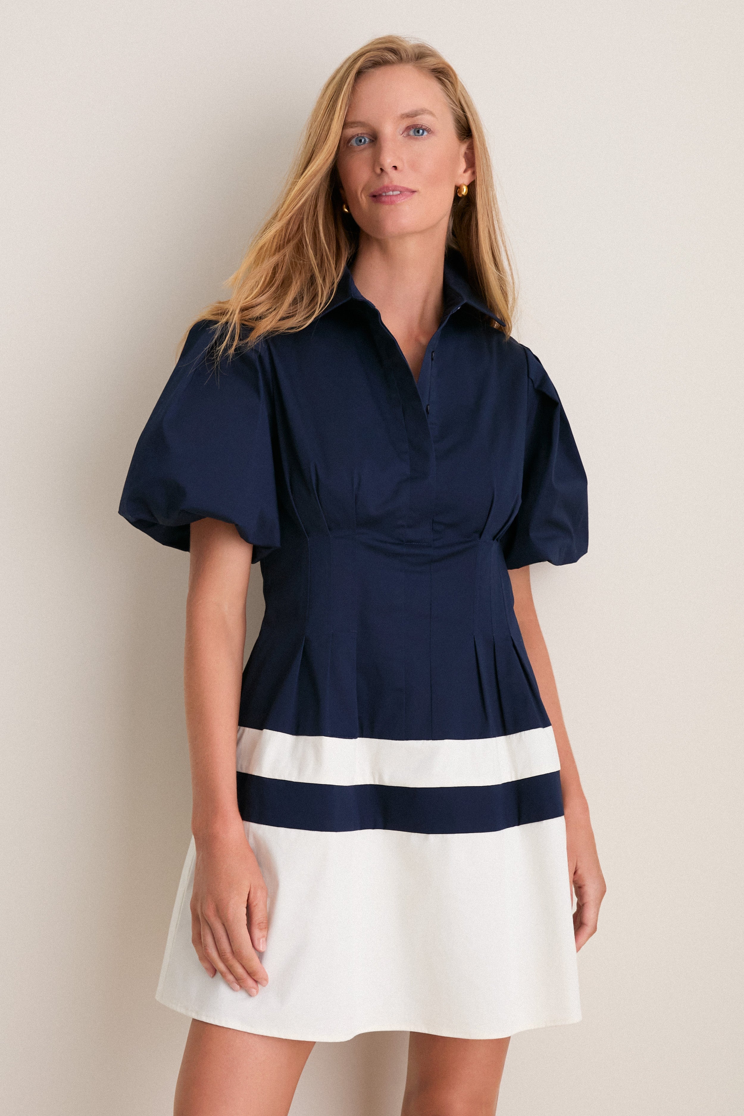 Navy and White Stripe Mini Delaney Dress