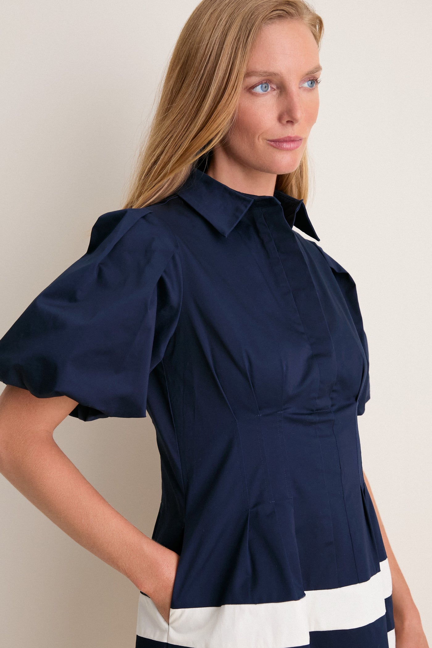 Navy and White Stripe Mini Delaney Dress