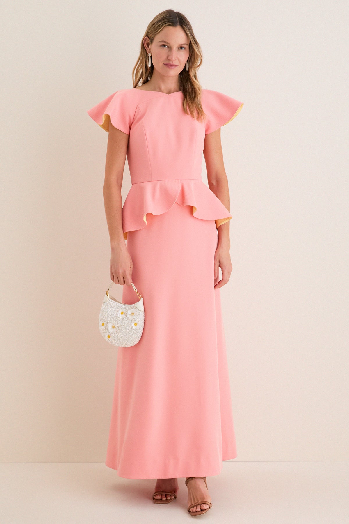 Melon Peplum Antoinette Gown