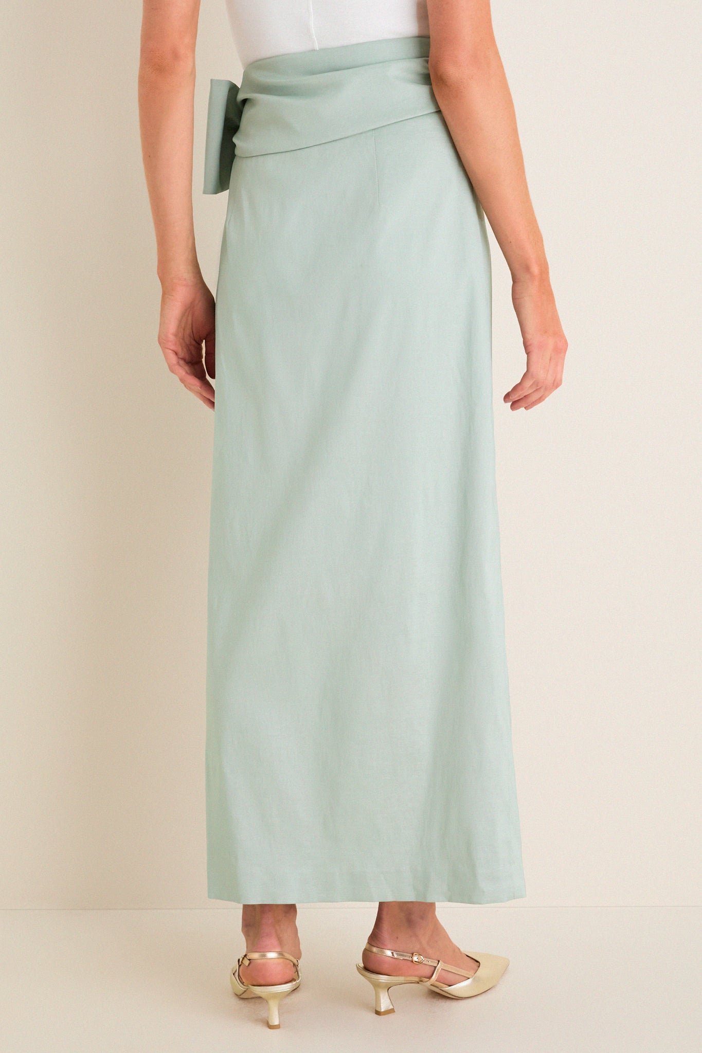 Sage Taffeta Angelise Tie Skirt