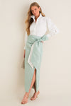 Sage Taffeta Angelise Tie Skirt