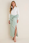 Sage Taffeta Angelise Tie Skirt
