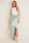 Sage Taffeta Angelise Tie Skirt