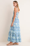 Turquoise Floral Smocked Maxi Dress