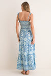 Turquoise Floral Smocked Maxi Dress