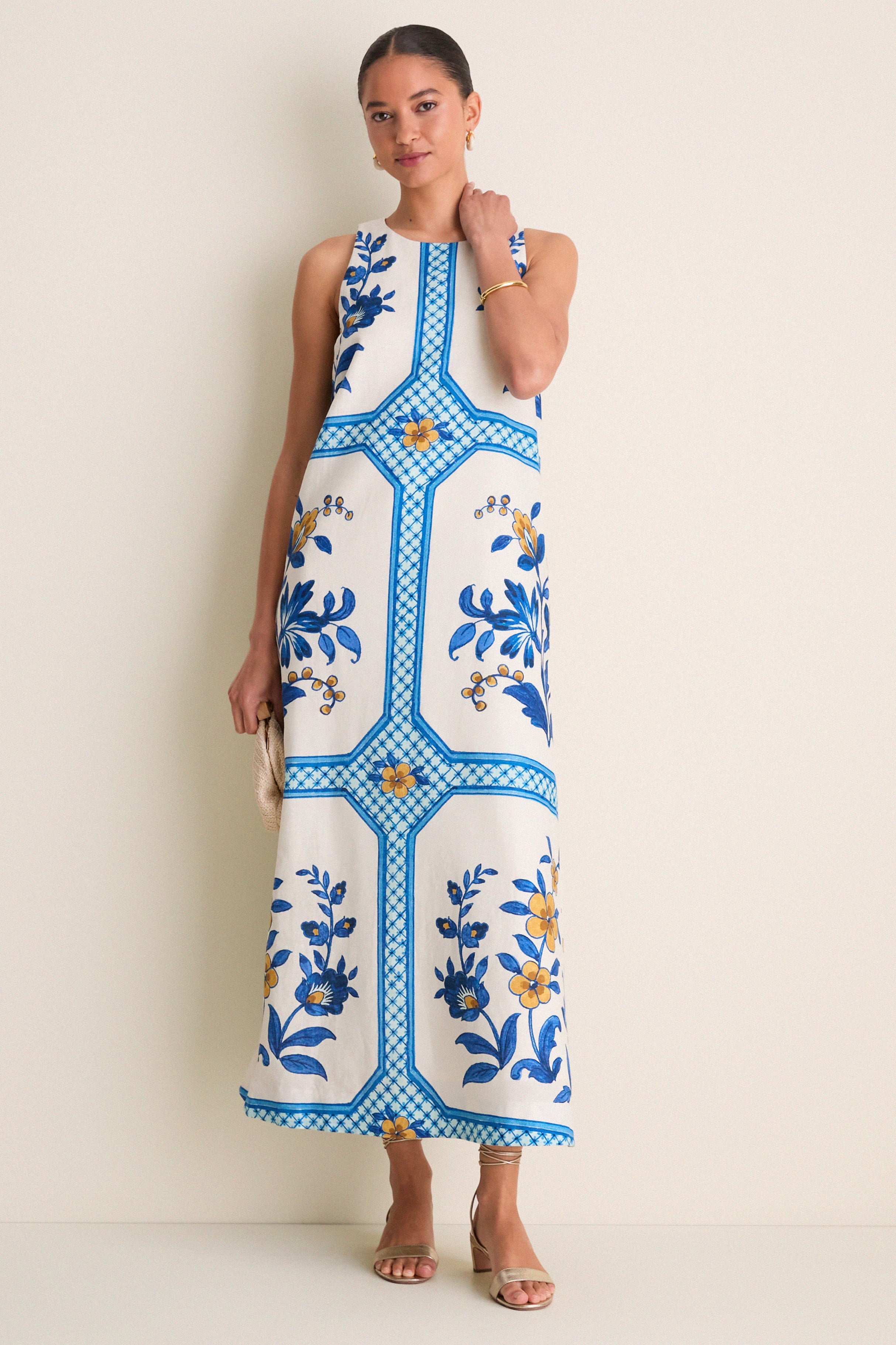 L'Appartement PRINTED DRESS サマードレス　インド綿 Amalfi Tile Portia Dress | Tuckernuck