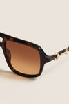 Shiny Dark Havana Horsebit Sunglasses