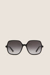 Shiny Black Judy Sunglasses: classic black frames with gray-gradient lenses, embodying an effortless, high-end style perfect for fun, confident outings.