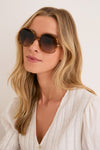 Shiny Havana Blonde Small Spot Tubolar Sunglasses
