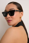 Shiny Solid Black Monogram Hinge M Sunglasses