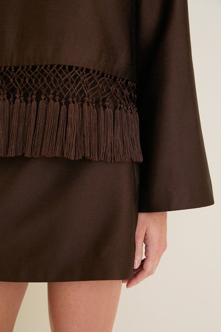 Chocolate Dupioni Opal Mini Skirt