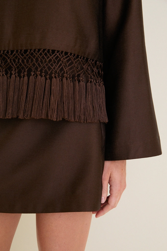 Chocolate Dupioni Opal Mini Skirt