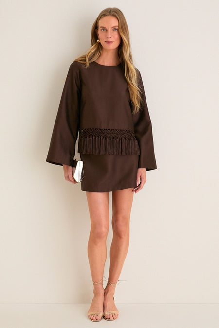 Chocolate Dupioni Opal Mini Skirt