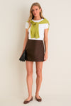 Chocolate Dupioni Opal Mini Skirt